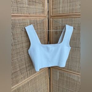 Stradivarius Light Blue Square Neck Crop Top, Size M